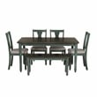 Linon Willow Wood Six Piece Upholstered Dining Set with Bench in Teal Blue