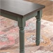 Linon Willow Wood 2 Tone Dining Bench in Distressed Teal Blue