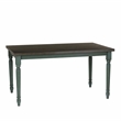Linon Willow 2 Tone Dining Table in Distressed Teal Blue Wood