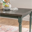Linon Willow 2 Tone Dining Table in Distressed Teal Blue Wood