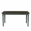 Linon Willow 2 Tone Dining Table in Distressed Teal Blue Wood