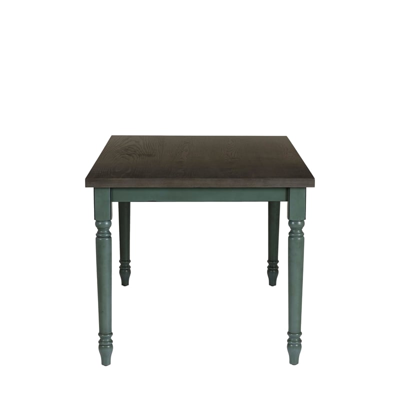 Linon Willow 2 Tone Dining Table in Distressed Teal Blue Wood