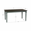Linon Willow 2 Tone Dining Table in Distressed Teal Blue Wood