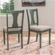Linon Willow Wood Set of Two Upholstered Dining Side Chairs in Teal Blue