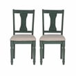 Linon Willow Wood Set of Two Upholstered Dining Side Chairs in Teal Blue