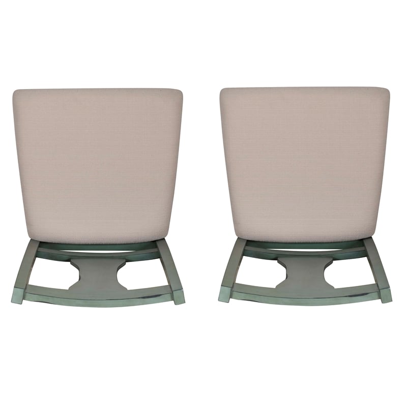 Linon Willow Wood Set of Two Upholstered Dining Side Chairs in Teal Blue