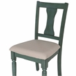 Linon Willow Wood Set of Two Upholstered Dining Side Chairs in Teal Blue