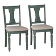 Linon Willow Wood Set of Two Upholstered Dining Side Chairs in Teal Blue
