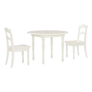 Linon Madi Youth Wood Table and Two Chair Set in Vanilla White
