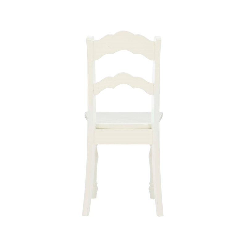 Linon Madi Youth Wood Table and Two Chair Set in Vanilla White