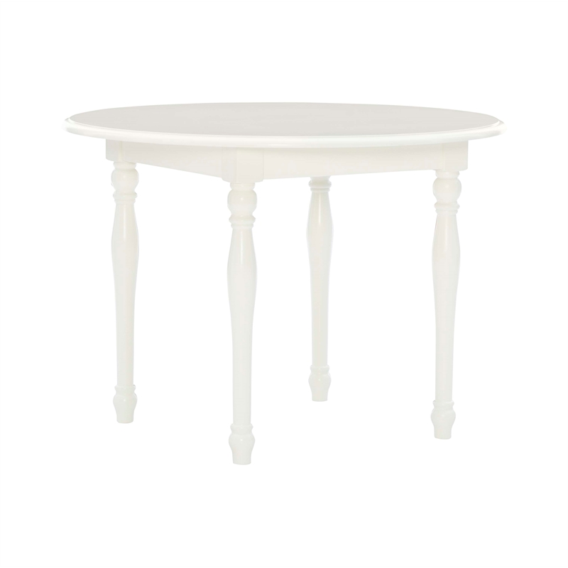 Linon Madi Youth Wood Table and Two Chair Set in Vanilla White