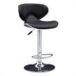 Linon Chrome Faux Leather Round Back Swivel Adjustable Gaslift Barstool in Black