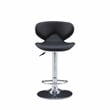 Linon Chrome Faux Leather Round Back Swivel Adjustable Gaslift Barstool in Black