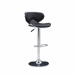 Linon Chrome Faux Leather Round Back Swivel Adjustable Gaslift Barstool in Black