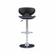 Linon Chrome Faux Leather Round Back Swivel Adjustable Gaslift Barstool in Black