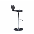 Linon Chrome Faux Leather Round Back Swivel Adjustable Gaslift Barstool in Black