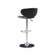 Linon Chrome Faux Leather Round Back Swivel Adjustable Gaslift Barstool in Black