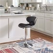 Linon Chrome Faux Leather Round Back Swivel Adjustable Gaslift Barstool in Black