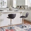 Linon Chrome Faux Leather Round Back Swivel Adjustable Gaslift Barstool in Black