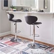 Linon Chrome Faux Leather Round Back Swivel Adjustable Gaslift Barstool in Black