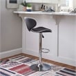 Linon Chrome Faux Leather Round Back Swivel Adjustable Gaslift Barstool in Black