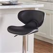 Linon Chrome Faux Leather Round Back Swivel Adjustable Gaslift Barstool in Black