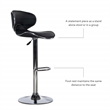 Linon Chrome Faux Leather Round Back Swivel Adjustable Gaslift Barstool in Black