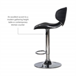 Linon Chrome Faux Leather Round Back Swivel Adjustable Gaslift Barstool in Black
