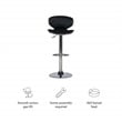 Linon Chrome Faux Leather Round Back Swivel Adjustable Gaslift Barstool in Black