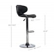 Linon Chrome Faux Leather Round Back Swivel Adjustable Gaslift Barstool in Black