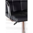 Linon Chrome Quilted Faux Leather Gas Lift Swivel Bar Stool with Arms in Black