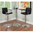 Linon Chrome Quilted Faux Leather Gas Lift Swivel Bar Stool with Arms in Black