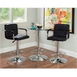 Linon Chrome Quilted Faux Leather Gas Lift Swivel Bar Stool with Arms in Black