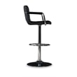 Linon Chrome Quilted Faux Leather Gas Lift Swivel Bar Stool with Arms in Black