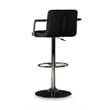 Linon Chrome Quilted Faux Leather Gas Lift Swivel Bar Stool with Arms in Black