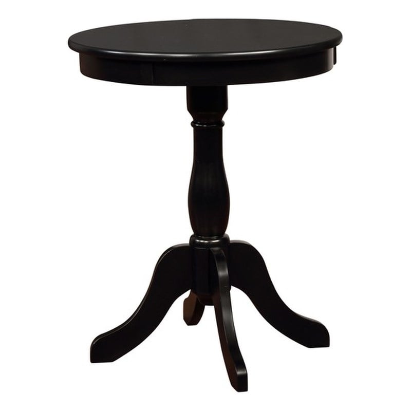Linon Palmetto Round Pedestal Accent Table in Black Painted Wood
