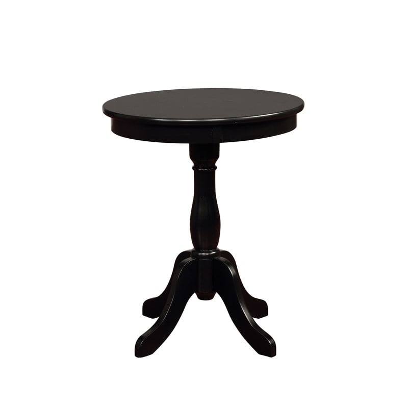 Linon Palmetto Round Pedestal Accent Table in Black Painted Wood
