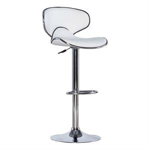 Linon Adjustable Faux Leather & Metal Swivel Barstool in White/Chrome