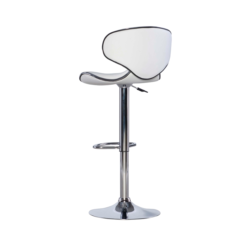 Linon Adjustable Faux Leather & Metal Swivel Barstool in White/Chrome