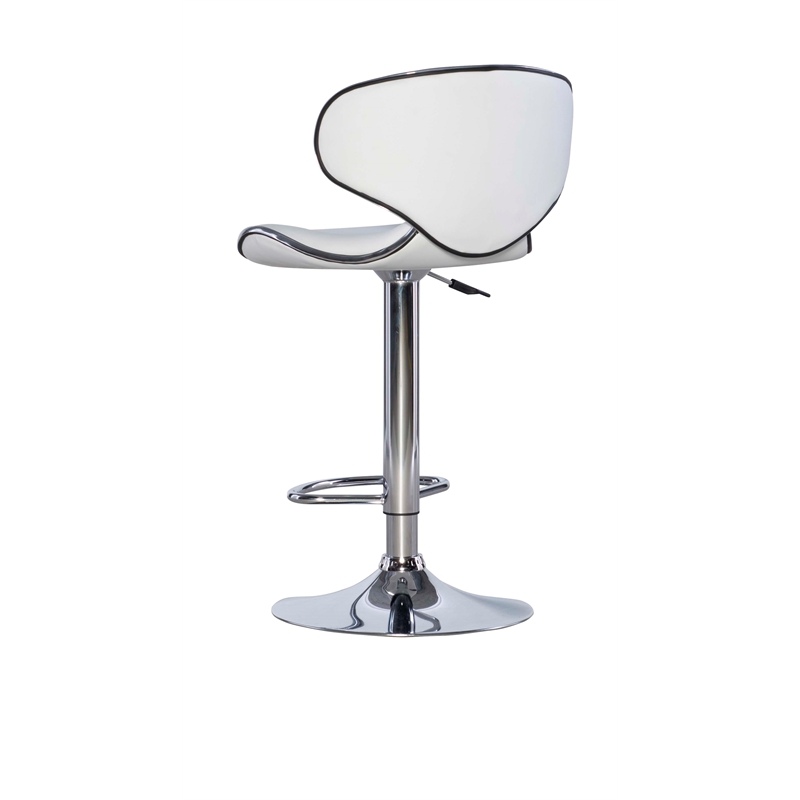 Linon Adjustable Faux Leather & Metal Swivel Barstool in White/Chrome