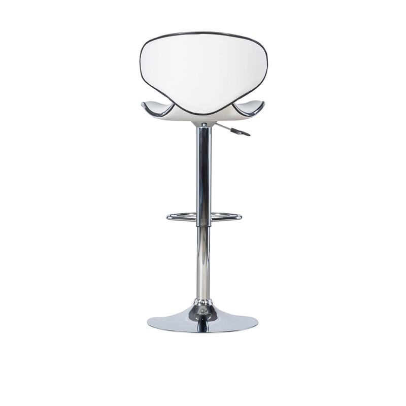Linon Adjustable Faux Leather & Metal Swivel Barstool in White/Chrome