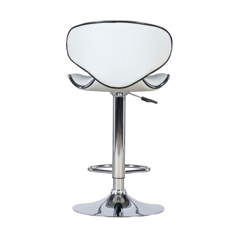 Linon Adjustable Faux Leather & Metal Swivel Barstool in White/Chrome