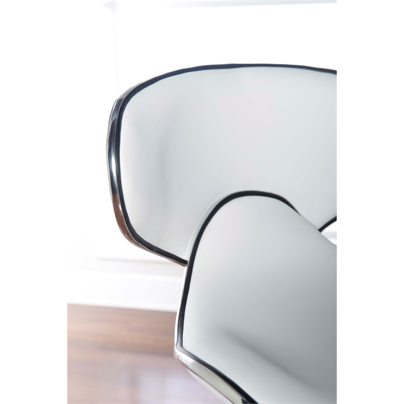 Linon Adjustable Faux Leather & Metal Swivel Barstool in White/Chrome