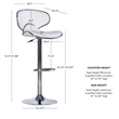 Linon Adjustable Faux Leather & Metal Swivel Barstool in White/Chrome