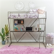 Linon Henley Student Loft Metal Twin Bed Lower Desk Unit in Pewter Finish