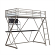 Linon Henley Student Loft Metal Twin Bed Lower Desk Unit in Pewter Finish