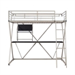 Linon Henley Student Loft Metal Twin Bed Lower Desk Unit in Pewter Finish