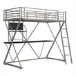 Linon Henley Student Loft Metal Twin Bed Lower Desk Unit in Pewter Finish