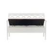 Linon Elliana Storage Bench Beige Padded Seat Cutout Back Design in White Wood