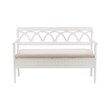 Linon Elliana Storage Bench Beige Padded Seat Cutout Back Design in White Wood